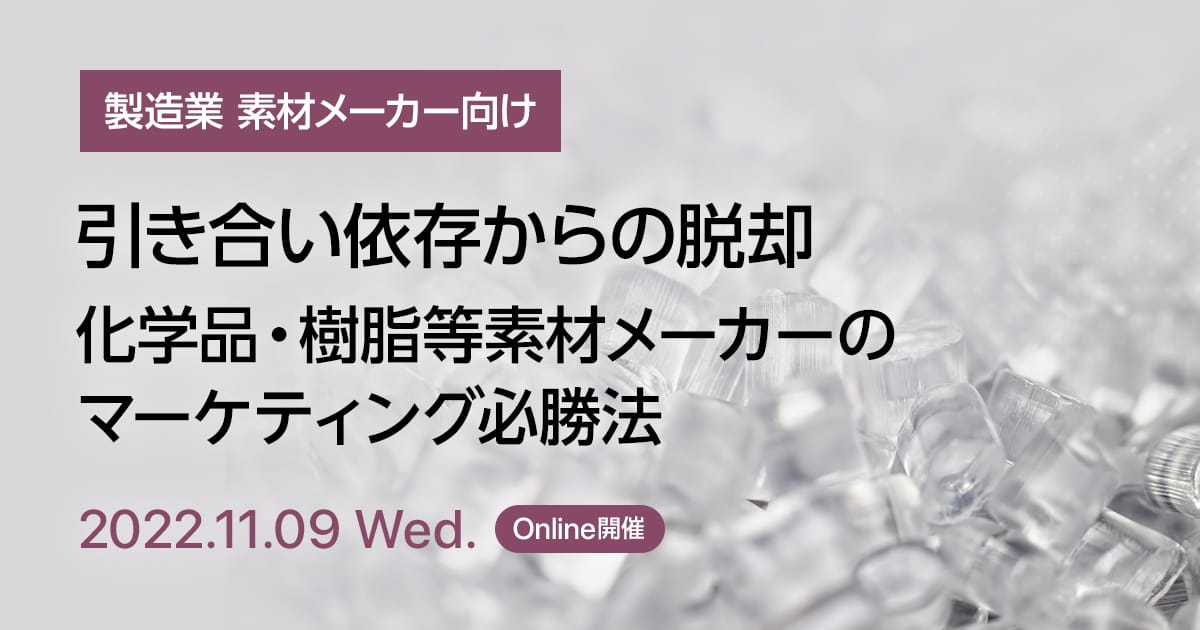 引き合い依存からの脱却、化学品・樹脂等素材メーカーのマーケティング必勝法