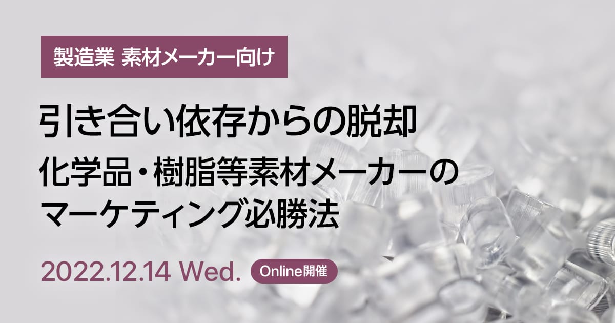 引き合い依存からの脱却、化学品・樹脂等素材メーカーのマーケティング必勝法